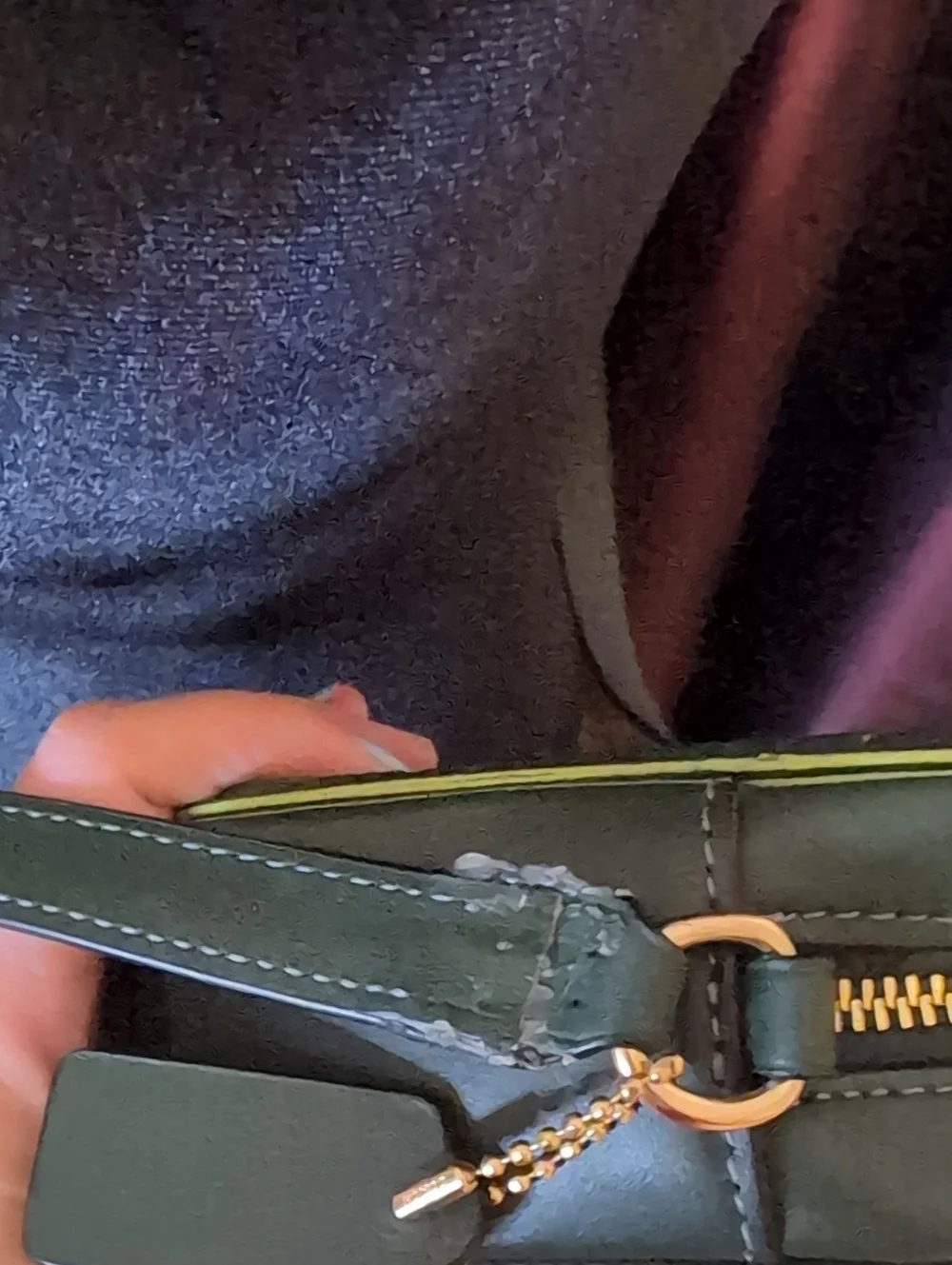 Upcycled,Coach Green Leather Signature Crossbody, With Hand Painted Flowers